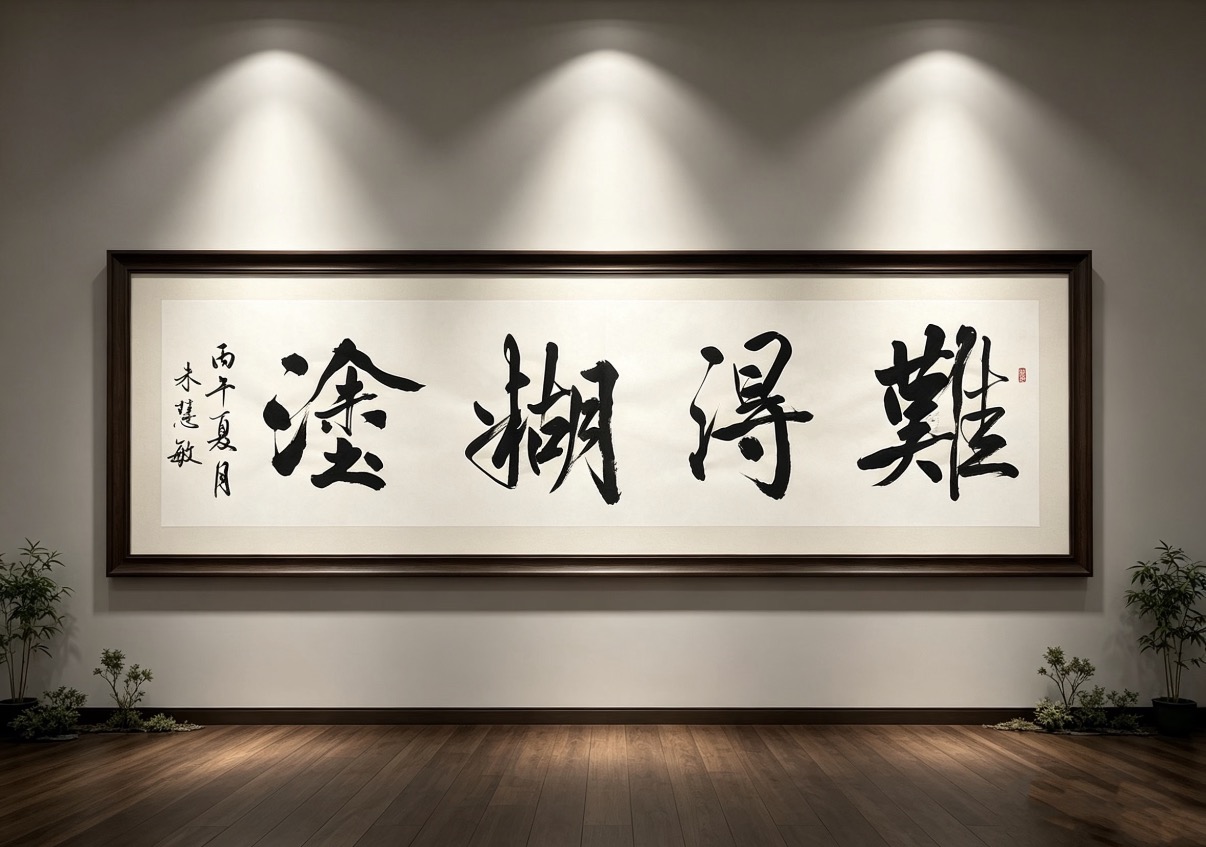 「難得糊塗」橫幅書法裝裱展示
